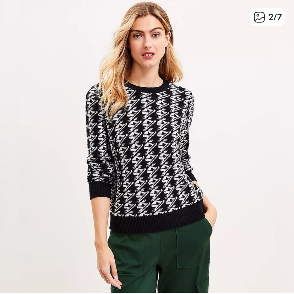 Ann Taylor Loft Lou & Grey - Ski Herringbone Sweater - black/white - Size M